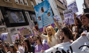 Valeria Quer, hermana de la joven Diana Quer, asesinada en Galicia por José Enrique Abuín, 'el Chicle', ha apoyado la manifestación estudiantil contra la sentencia a 'La Manada'.-JAIRO VARGAS