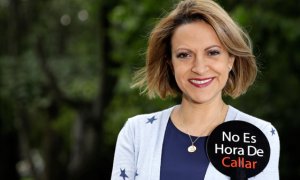 Jineth Bedoya publicitando su campaña 'No es hora de callar'. / Cortesía EL TIEMPO