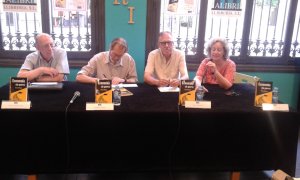 Presentació del llibre 'Economia de Guerra', aquest dilluns a la llibreria Alibri de Barcelona. / MF.