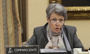 La administradora provisional única para la Corporación RTVE, Rosa María Mateo, durante su comparecencia ante la Comisión Mixta. /EFE