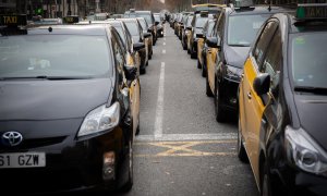 La Gran Via de Barcelona bloquejada pels taxistes. Europa Press / David Zorrakino