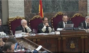 Señal de TV del Tribunal Supremo durante el juicio del procés./Europa Press