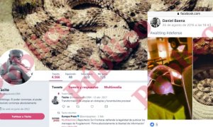 La portada de la cuenta de 'Tácito' en Twitter, encabezada por la misma serpiente que el coronel Daniel Baena emplea en su cuenta personal de Facebook (derecha), cerrada a cal y canto.