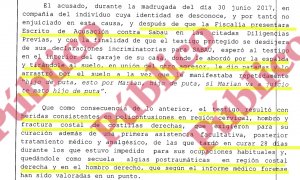 Fragmento de la sentencia por la paliza que recibió el testigo 29 en un garaje.