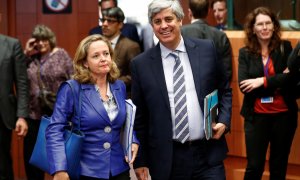 Nadia Calviño y Mário Centeno, en una reunión en Bruselas hace unas semanas. REUTERS/Francois Lenoir