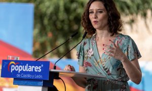 01/09/2019.- La presidenta de la Comunidad de Madrid, Isabel Díaz Ayuso, durante la apertura del curso político del PP en Ávila. EFE/ Raúl Sanchidrián