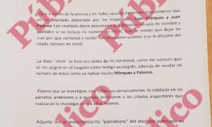 Denuncia presentada por el Testigo Protegido 29 contra los inspectores Márquez y Palomo.