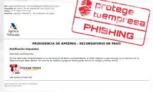 Pantalla del correo fraudulento proporcionada por INCIBE.