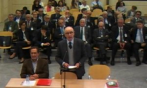 01/10/2019.- Captura de la señal institucional de video de la Audiencia Nacional, del expresidente de Bankia Rodrigo Rato, que ha hecho uso de su derecho a la última palabra en el juicio por la salida a Bolsa de Bankia, donde ha dicho este martes que los