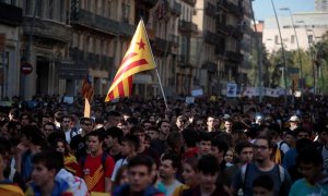 La manifestació estudiantil de Barcelona contra la sentència del Procés. EFE / MARTA PÉREZ