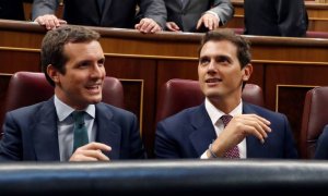 Los líderes del PP y Ciudadanos, Pablo Casado y Albert Rivera. EFE