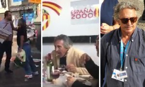 Antonio Alemany el “sujeto no identificado (SIN) 2” en una secuencia gráfica. En la primera enfrentándose a un periodista de Jornada; en la segunda, en una comida en la sede de España 2000; y en la tercera fotografiado el pasado 9 d’Octubre acreditado com