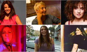 De izquierda a derecha; arriba: Marta González, Eva Hache, Virginia Riezu. Abajo: Lorena Iglesias, Raquel Sastre, Penny Jay.