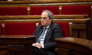 El presidente de la Generalitat de Catalunya, Quim Torra, durante una sesión plenaria en el Parlament. / EP