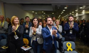 Dirigents d'Esquerra Republicana durant la reunió del seu Consell Nacional. ERC