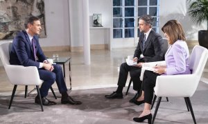 El presidente del Gobierno, Pedro Sánchez, durante su entrevista en TVE.