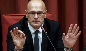 Romeva, en la seva compareixença a la comissió sobre el 155 al Parlament. EFE / QUIQUE GARCÍA