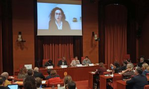 Marta Rovira ha comparegut a la comissió del 155 per videoconferència. PARLAMENT