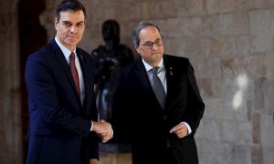 Pedro Sánchez y Quim Torra, en Barcelona. / EFE