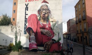 Un mural en el Parque Vecina Sputnik de Vallecas.