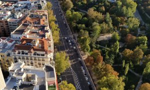 Imagen aérea de la calle Menéndez Pelayo, donde se proyecta construir el macroparking. Foto AV Retiro Norte.