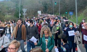 Manifestacion por los dos trabajadores que murieron sepultados. PODEMOS EUSKADI.