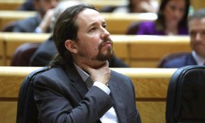 25/02/2020.- El vicepresidente segundo del Gobierno, Pablo Iglesias, durante el pleno del Senado celebrado este martes. EFE/Kiko Huesca