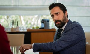 El president del Parlament, Roger Torrent, en un moment de l'entrevista.