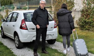 Xosé María y su hija Andrea, quien no fue al viaje escolar de fin de curso a Italia por el coronavirus