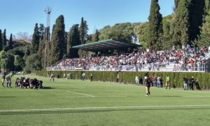 Un partit de rugby femení a les instal·lacions de la  Foixarda, a Barelona.