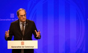 El presidente de la Generalitat, Quim Torra, durante una rueda de prensa. EFE