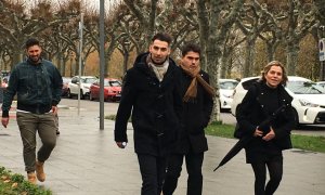 Los tres jugadores de la Arandina el pasado mes de diciembre. - EFE