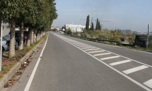 La carretera de Sant Boi, completament buida a Sant Vicenç dels Horts. MARC FONT