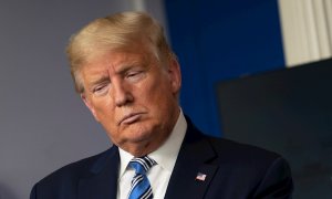 Washington (United States), 23/03/2020.- US President Donald J. Trump participates in a news briefing with members of the Coronavirus Task Force at the White House, Washington, DC, USA, 23 March 2020. (Estados Unidos) EFE/EPA/Chris Kleponis / POOL