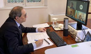 El president de la Generalitat, Quim Torra, encapçalant la reunió setmanal del Consell Executiu. Fotografies: Generalitat de Catalunya.