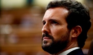 El líder del PP, Pablo Casado, durante un pleno del Congreso. EFE/Mariscal/Archivo