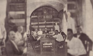 Sala de lectura de la biblioteca, quemada en 1936 por sus libros “revolucionarios y herejes”. / Archivo Fernando Romero