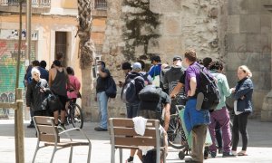 Aspecto del comedor social, en el barrio del Raval este miércoles en Barcelona. - EFE