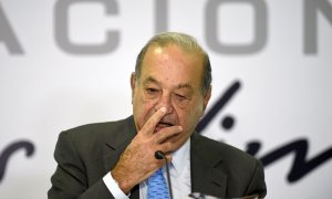 El millonario mexicano Carlos Slim, en una rueda de prensa en la sede de su sociedad Inbursa, en Ciudad de México, en octubre de 2019. AFP/Alfredo Estrella