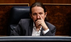 El vicepresidente segundo del Gobierno, Pablo Iglesias, durante la sesión de Control al Gobierno celebrada en el Congreso de los Diputados. E.P./Dani Duch / Pool