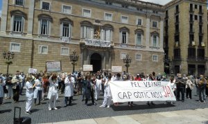 Una de les protestes del CAP Gòtic. TWITTER