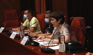 Els representants sindicals de Nissan, Juan Carlos Vicente, i Miguel Ruiz, en la comissió del Parlament celebrada aquest dilluns.