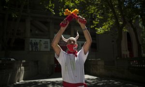 Protesta contra la tauromaquia en los San Fermines 2020. / EUROPA PRESS