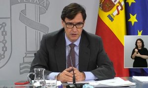 El ministre de Sanitat, Salvador Illa, a la roda de premsa després del Consell de Ministres. EFE