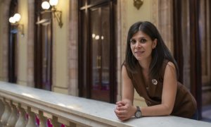 La secretària general adjunta d'ERC, Marta Vilalta, al Parlament, on és diputada, durant l'entrevista. LAIA ROS