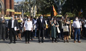 La concentració de suport als membres de la Mesa del Parlament i a Mireia Boya. ACN