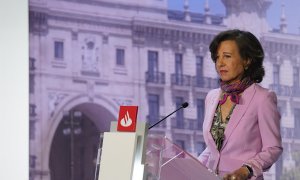 La presidenta de Banco Santander, Ana Botín, en la junta general de accionistas de 2019. E.P.