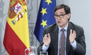 El ministro de Sanidad, Salvador Illa, en una rueda de prensa posterior al Consejo de Ministros, en el Palacio de la Moncloa. E.P./Eduardo Parra