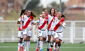 Saray García del Rayo Vallecano celebra un gol durante el Trofeo Villa de Valleca en Madrid. /Archivo /Europa Press