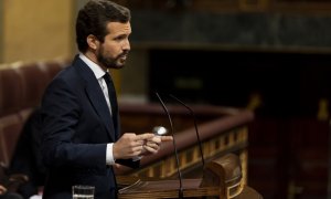 El presidente del PP, Pablo Casado, en una sesión plenaria en el Congreso. / Europa Press / Pool / Archivo